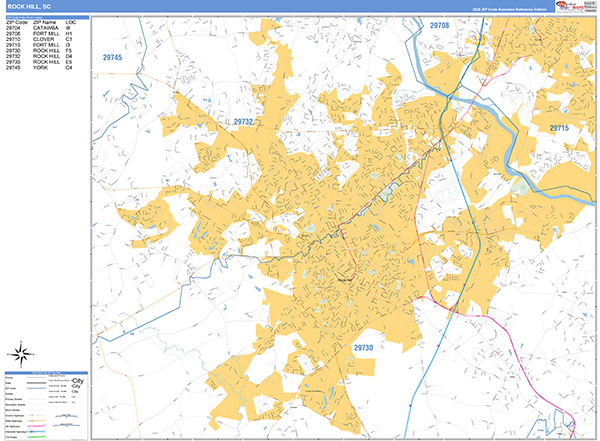 Rock Hill, SC Zip Code Map